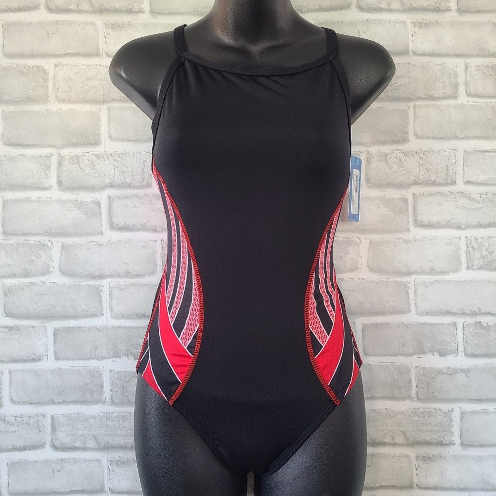 Adoretex Womens One Piece Swimsuit Sz 36 Side Wings Wide StrapLined Racerback